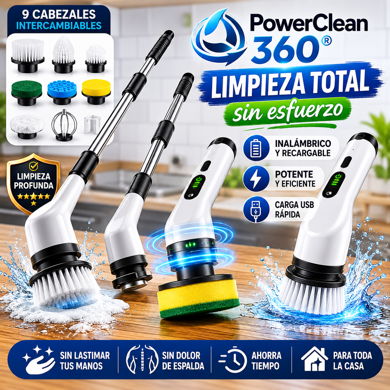 🔥 PowerClean 360° | Elimina la suciedad difícil sin esfuerzo